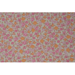 Tissu coton Motif Fleur Rose (50 cm)