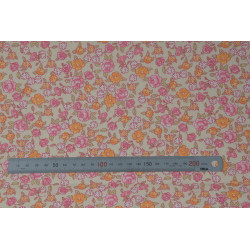 Tissu coton Motif Fleur Rose (50 cm)