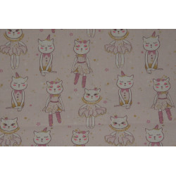 Tissu coton Motif Enfant Chat (50 cm)