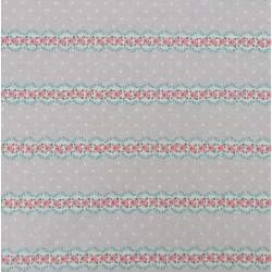 Tissu coton Motif Fleur - Bandes avec roses (50cm)