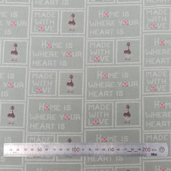 Tissu coton Motif Fleur - Ecriture (50cm)
