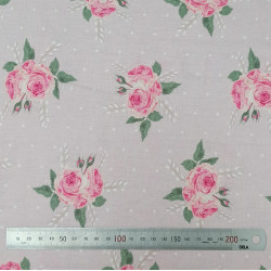 Tissu coton Motif Fleur - Grandes Roses (50cm)