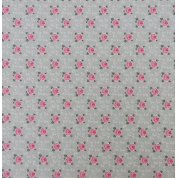 Tissu coton Motif Fleur - Roses quadrillées  (50cm)