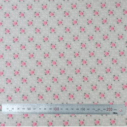 Tissu coton Motif Fleur - Roses quadrillées  (50cm)