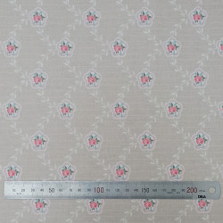 Tissu coton Motif Fleur - Petites roses reliées  (50cm)
