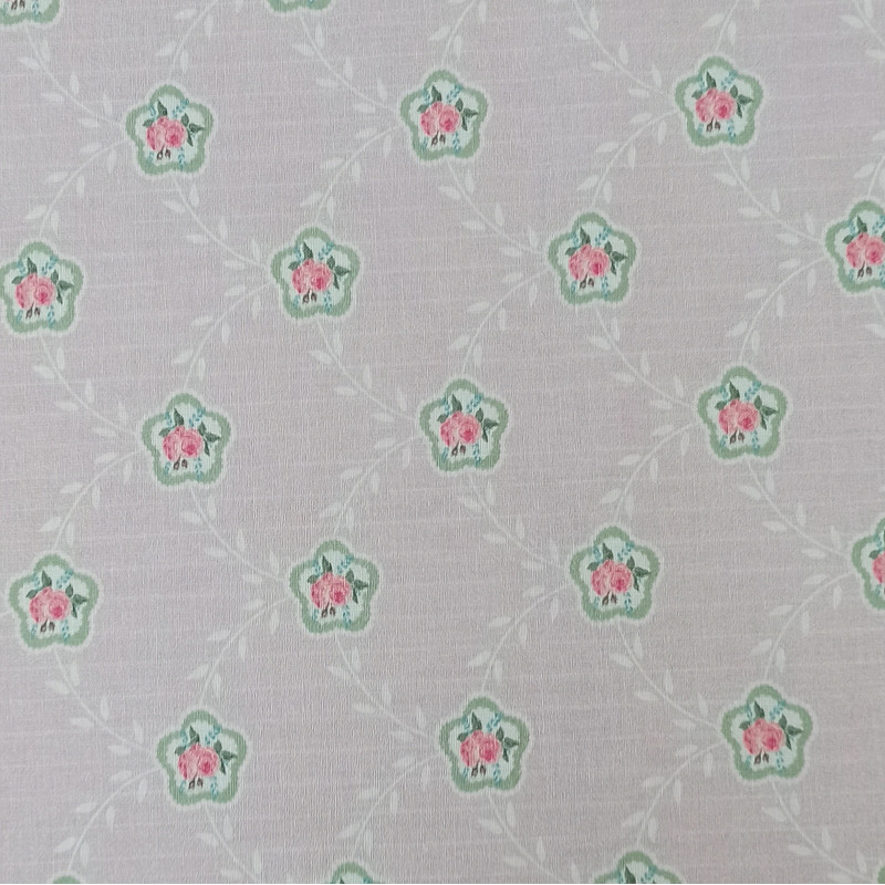 Tissu coton Motif Fleur - Petites roses reliées  (50cm)